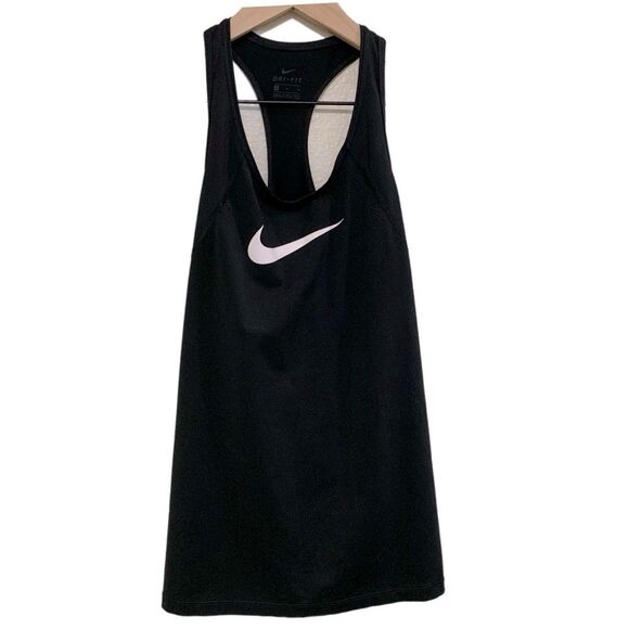 NIKE DRI-FIT Racer Back Tank Top Women’s Medium Black Big Swish. - Picture 1 of 12